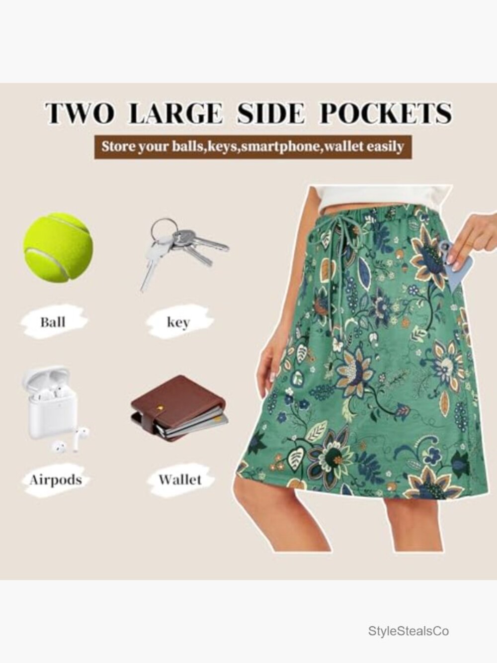 2 Pack Skorts For Women Knee Length With Pockets Golf Tennis Athletic View 4